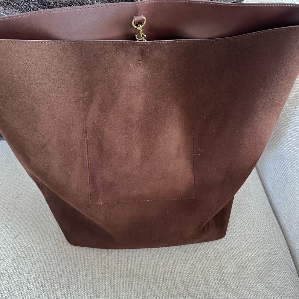 Elegant Brown Suede Tote Bag - Picture 2 of 4